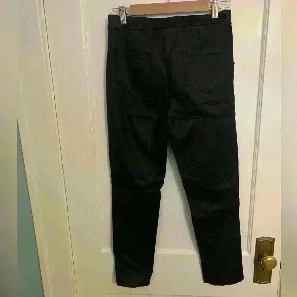Princess Polly Ryan Pants, Black faux leather style, split hem, Women’s size 10